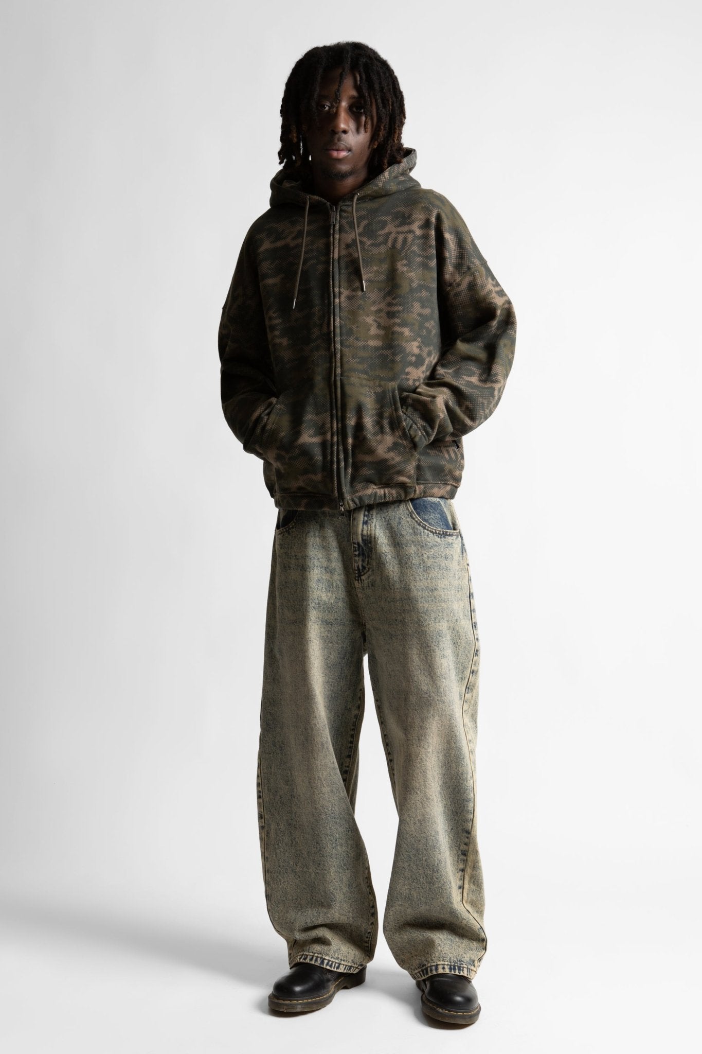 Hoodie Zip Boxy Digicamo - WASTED PARIS