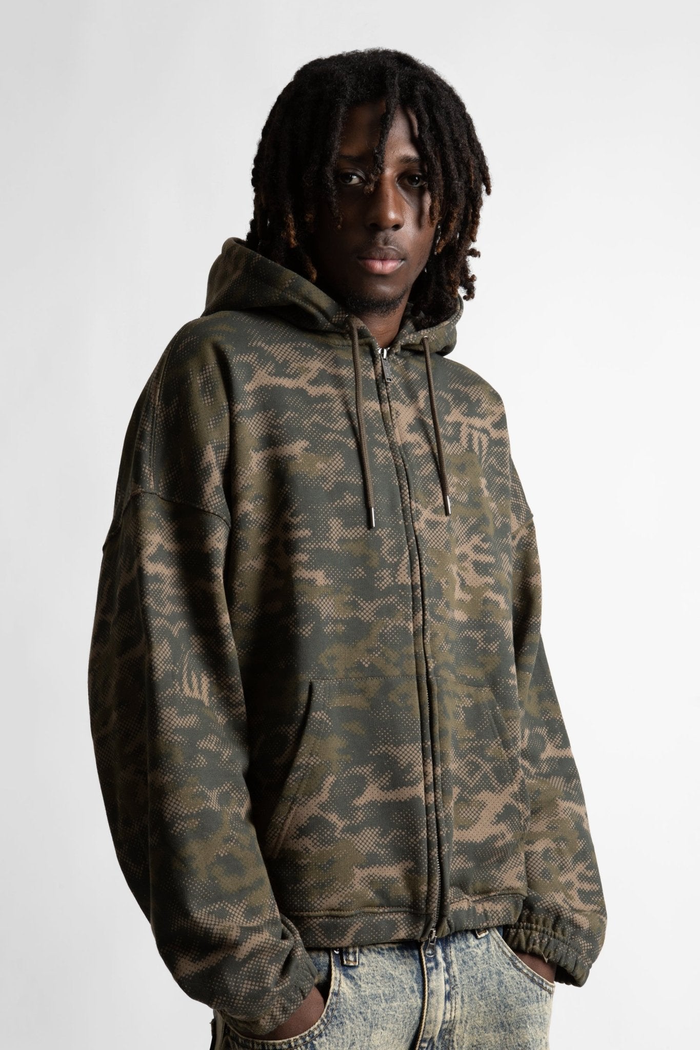 Hoodie Zip Boxy Digicamo - WASTED PARIS
